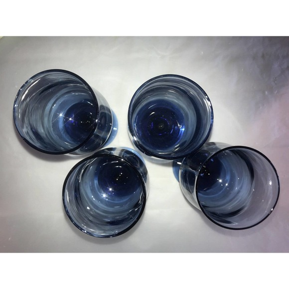 Tulip Wine Goblet- Smokey Blue. Handblown Set of 4. Wine/Water Goblet - Picture 6 of 6